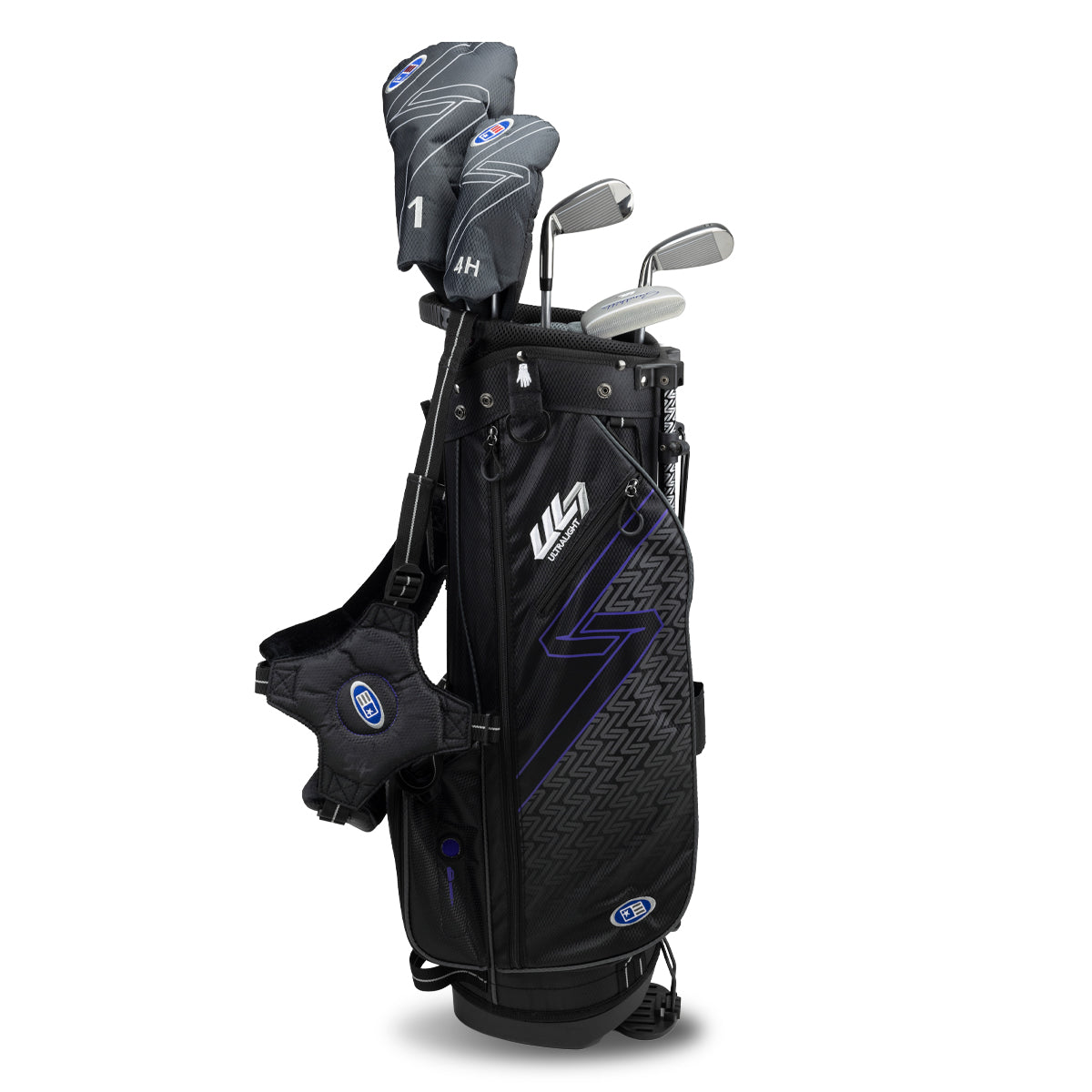 UL7 54 5 Club Stand Set, All Graphite, Black/Purple Bag
